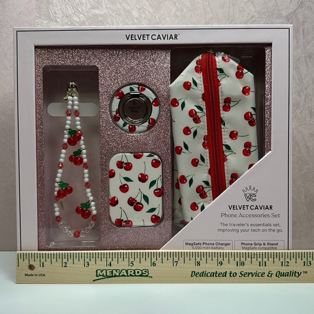 Velvet Caviar Cherry Design Phone Accessories Set - Picture 2 of 8